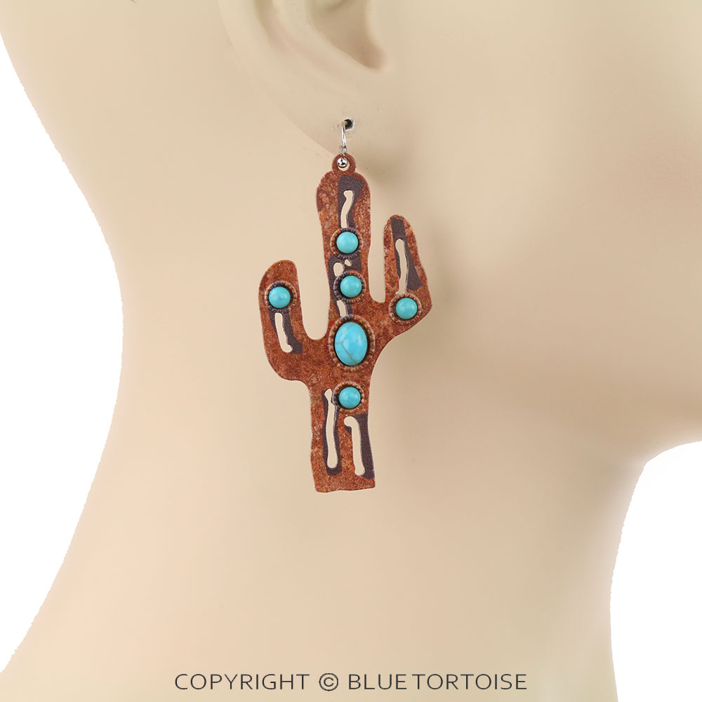 Western Cactus Dangle Earrings - Image 2