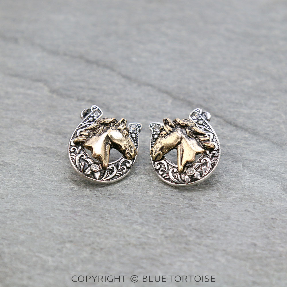 Western Horseshoe Stud Earrings - Image 3