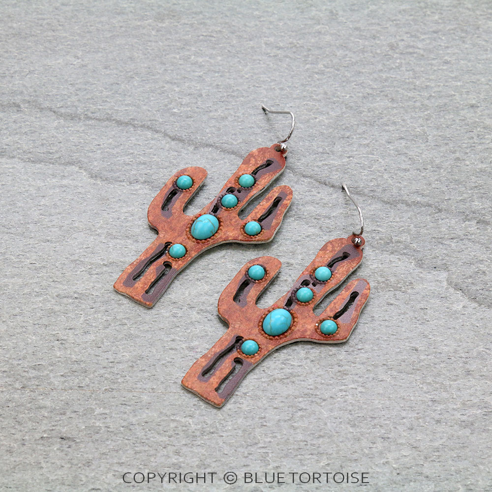 Western Cactus Dangle Earrings