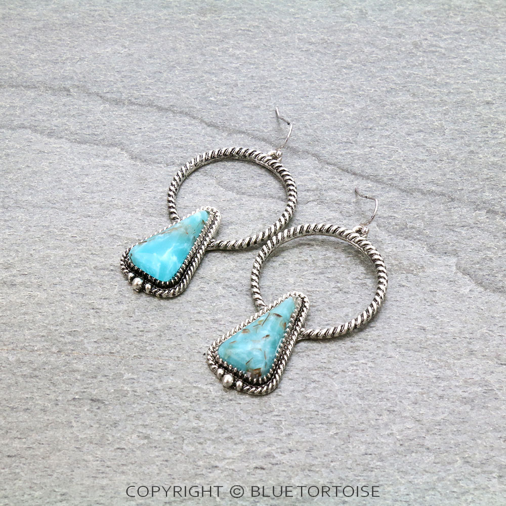 Triangle Stone Hoop Dangle Earrings