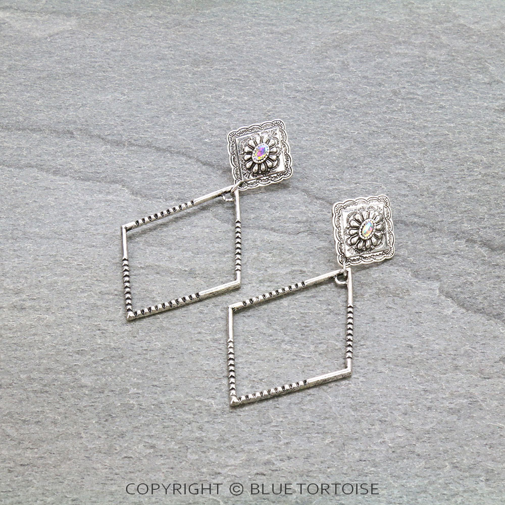 3.25" Western Concho Stud Earrings