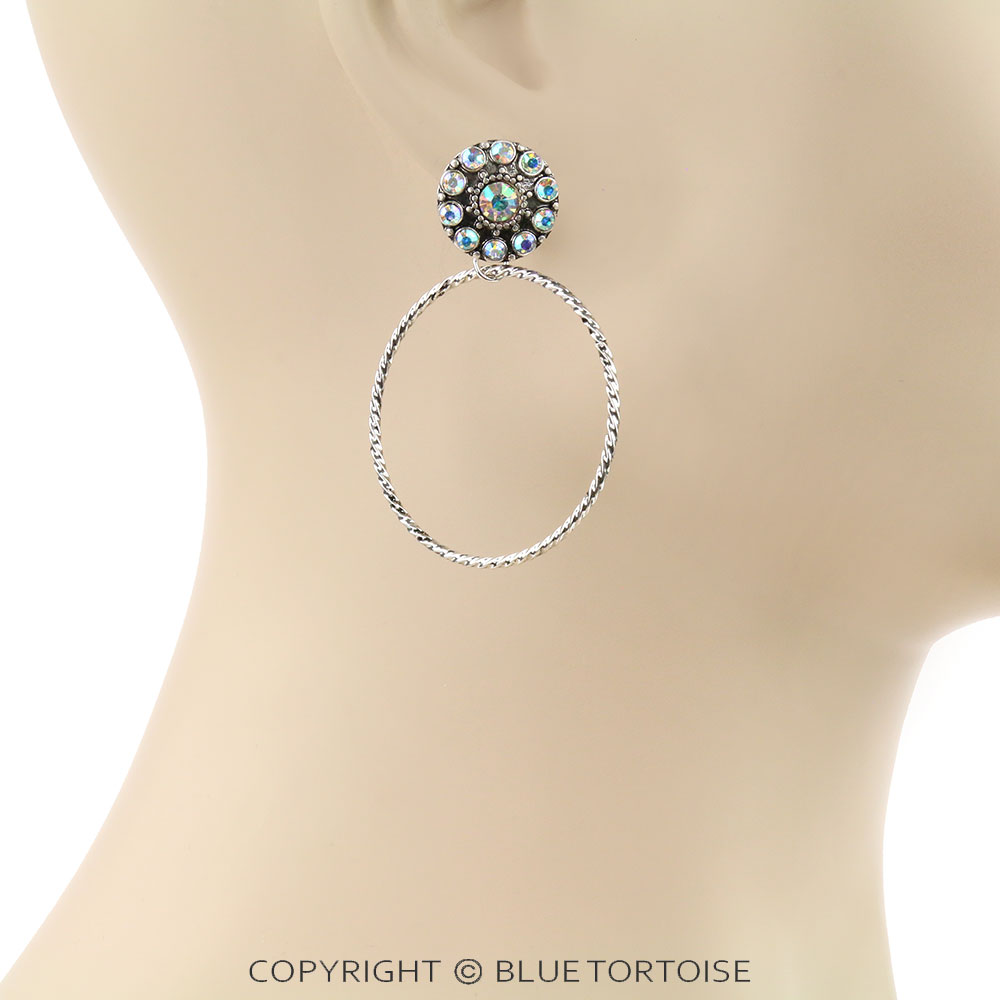 2.25" Western Round Stone Stud Earrings - Image 2