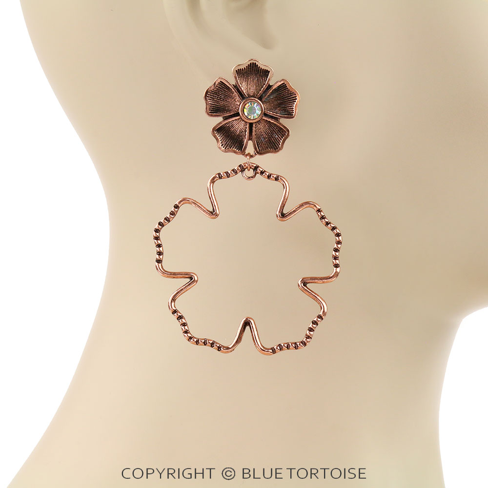 3" Western Flower Stud Earrings - Image 2