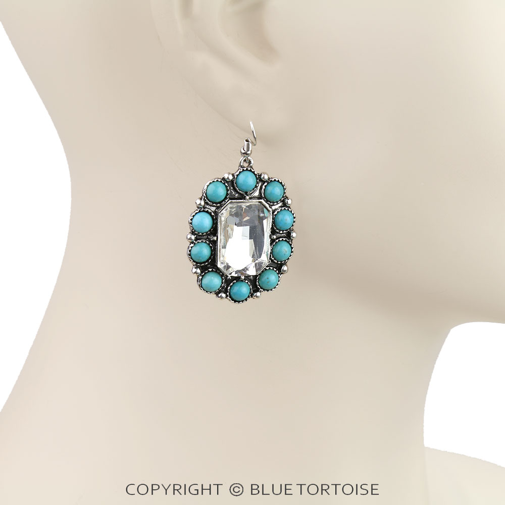 Western Concho Stone Dangle Earrings - Image 2