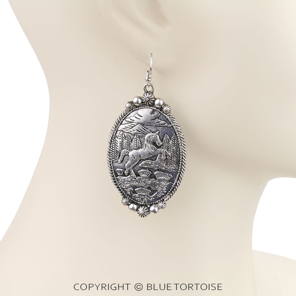 Western Horse Scenery Dangle Earrings - Image 2