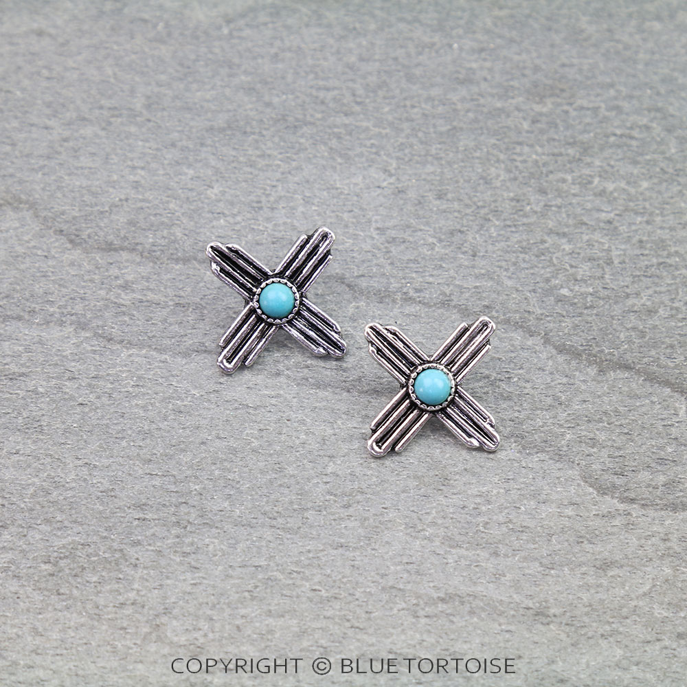 Western Zia Sun Symbol Stud Earrings
