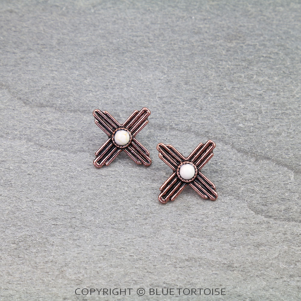 Western Zia Sun Symbol Stud Earrings