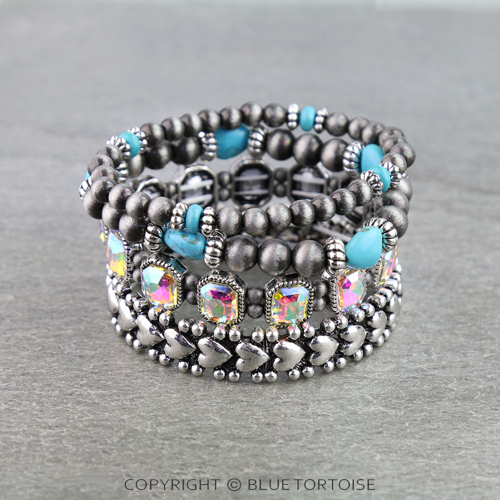 Western Ball TXR Heart Stackable Bracelet