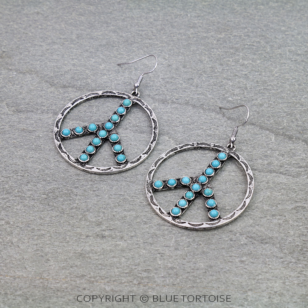 Western Textured Peace Dangle Earrings