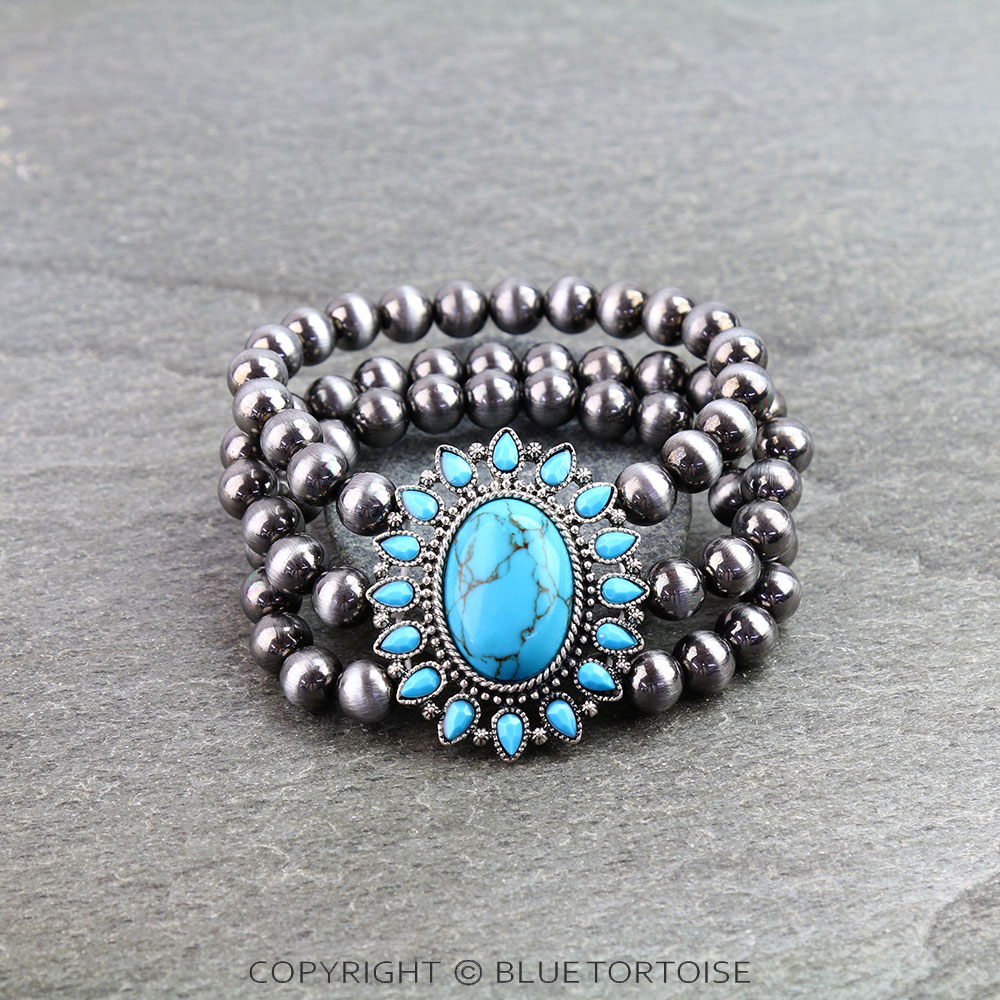 Western Concho Stone Stretch Bracelet