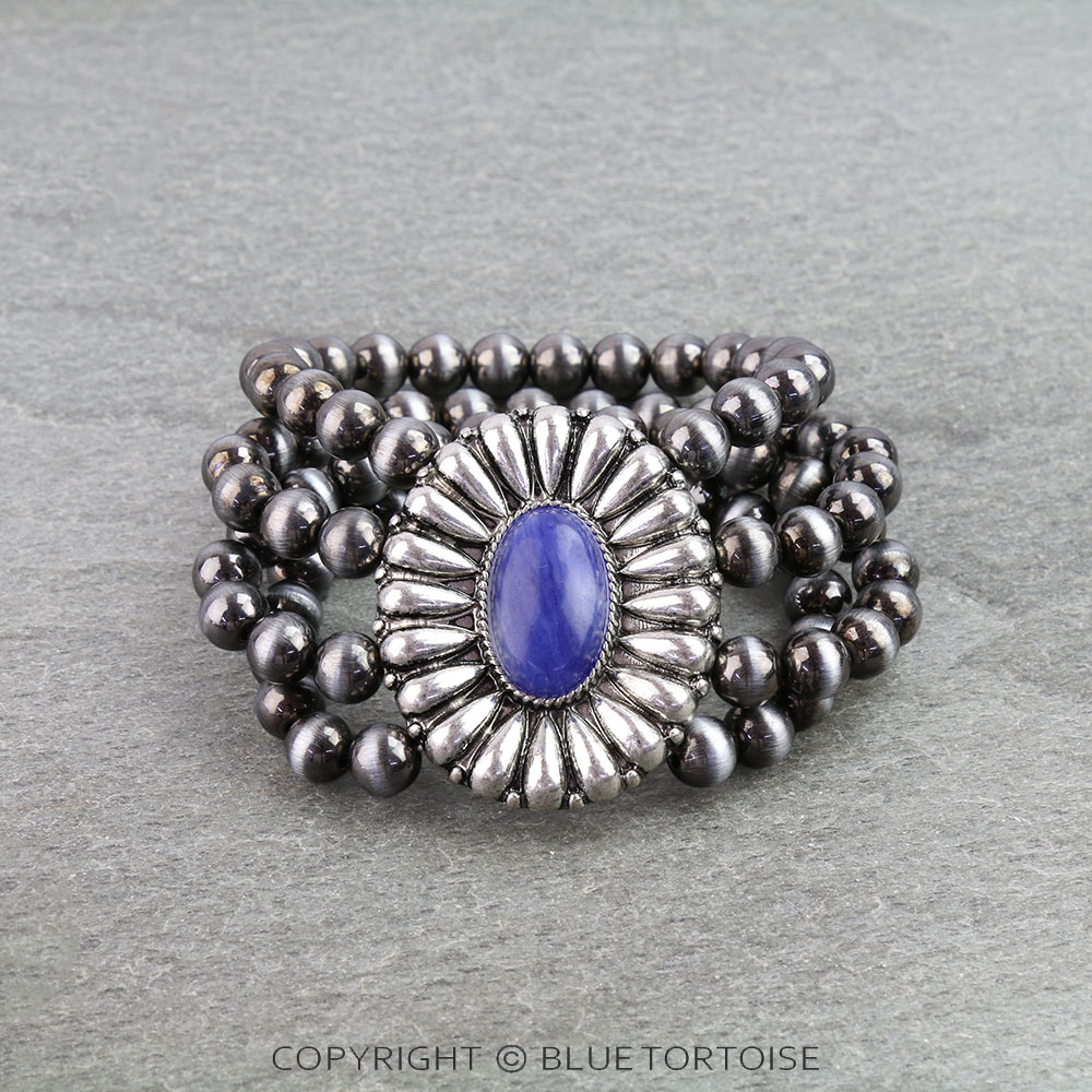 Western Concho Stone Stretch Bracelet