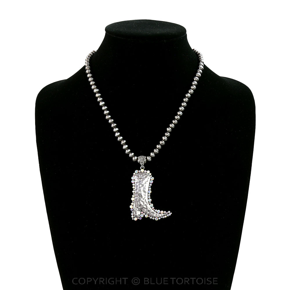 Western Hammered Boot Necklace - Image 2