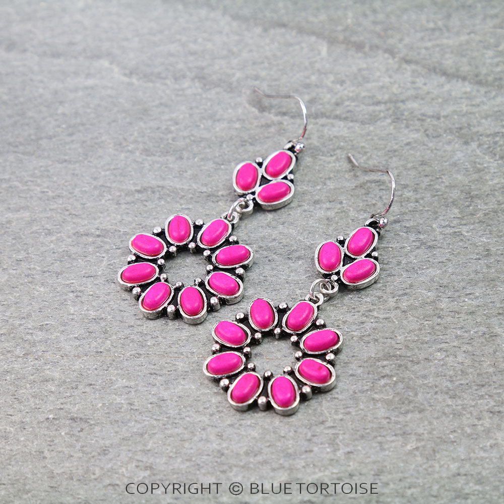 Western Flower Stone Dangle Earrings