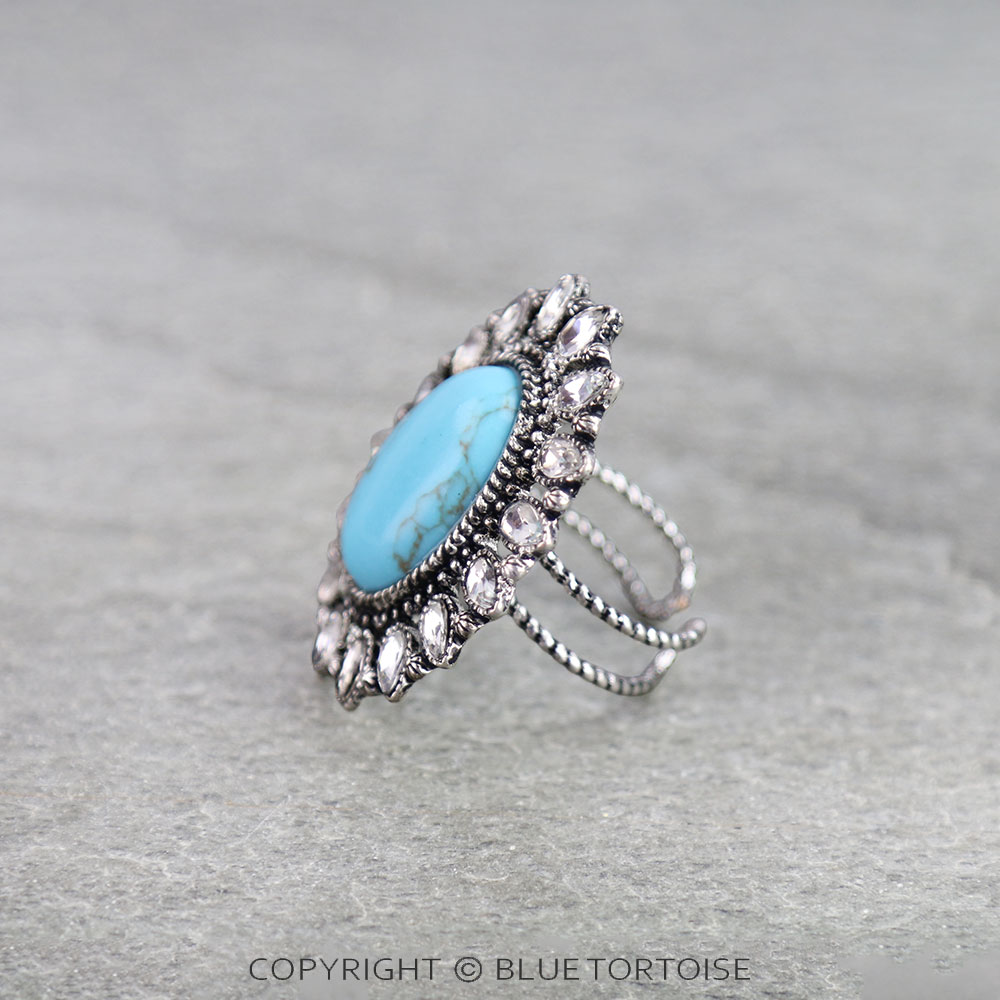Western Concho Stone Cuff Ring - Image 2