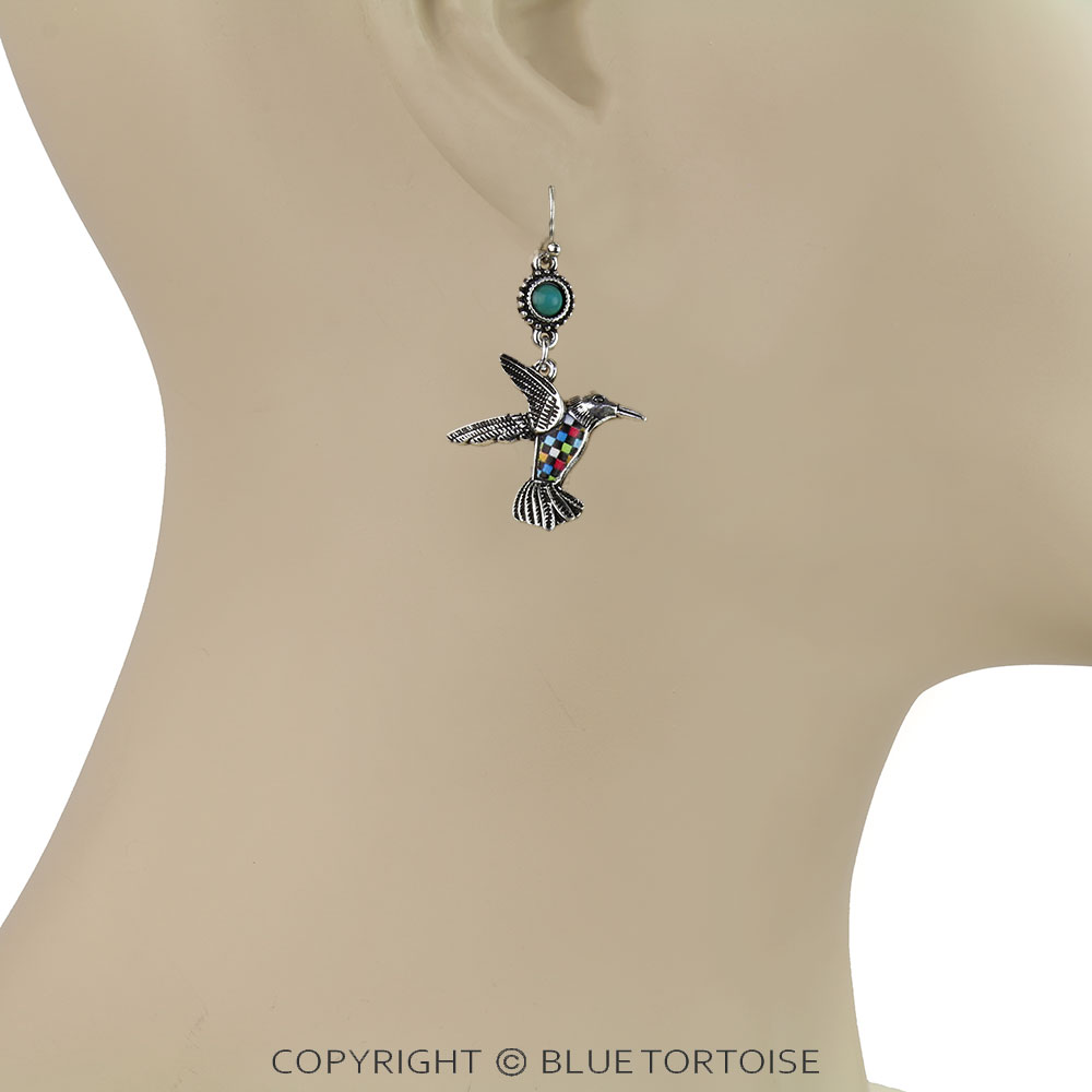 Western Hummingbird Print Dangle Earrings - Image 2