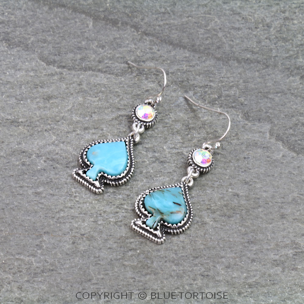 Western Spade Stone Dangle Earrings