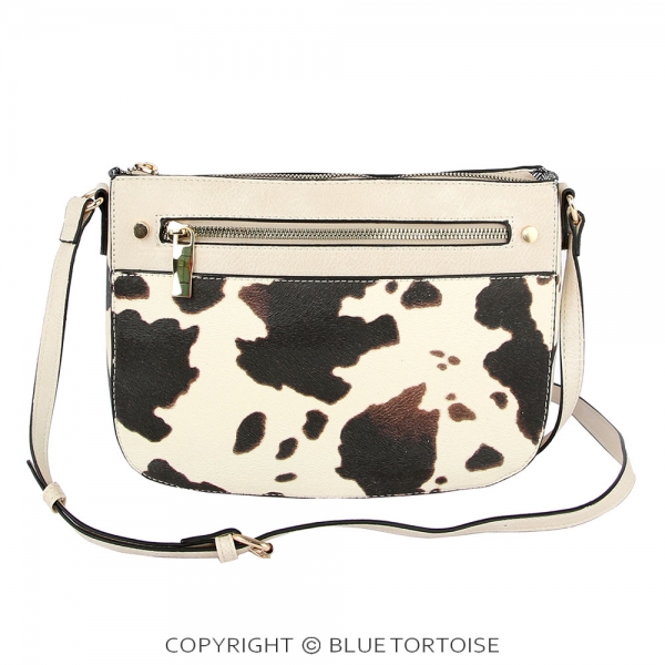 Cow Printed Faux Leather Crossbody Bag