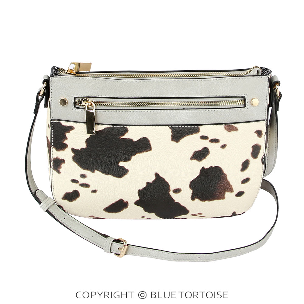 Cow Printed Faux Leather Crossbody Bag