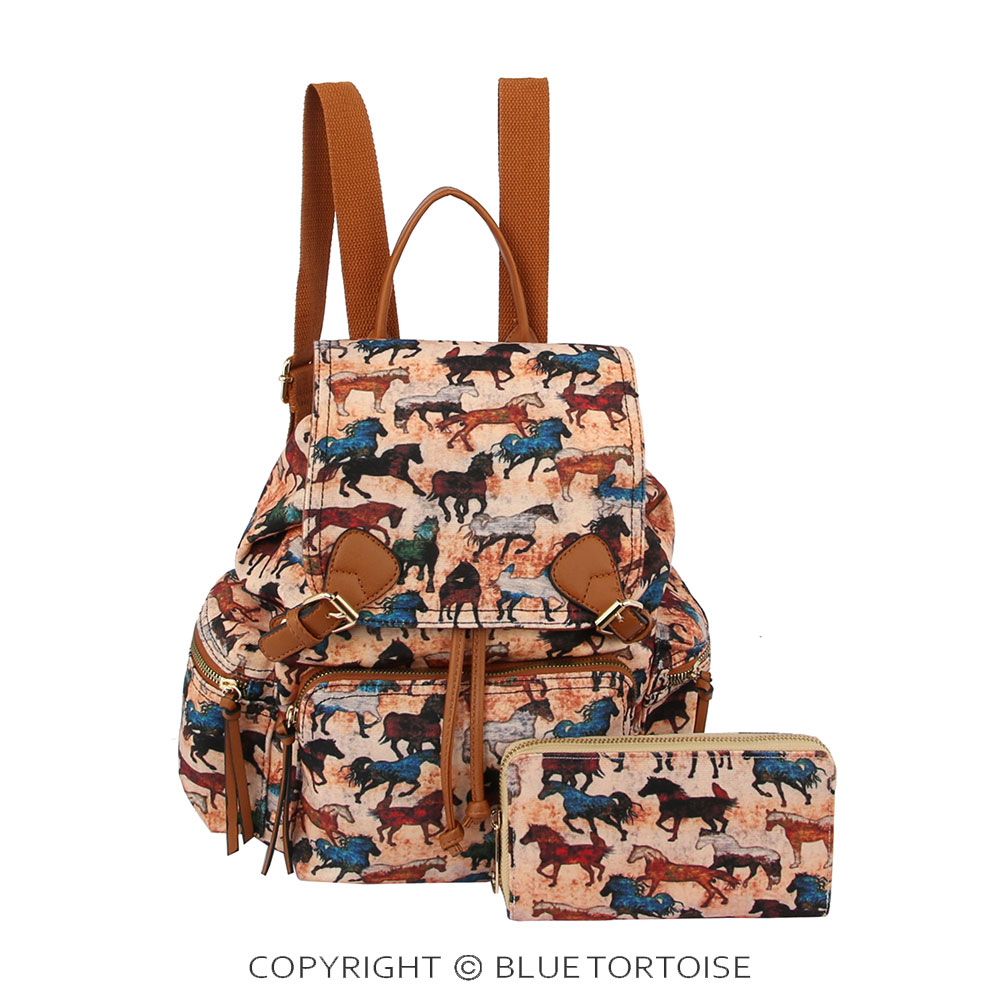 Running Horse Printed Backpack