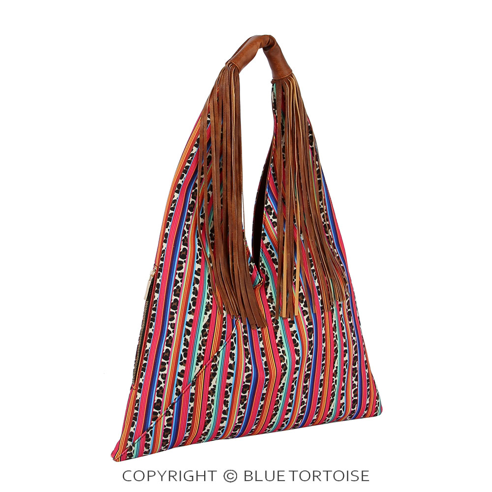 Serape and Leopard Printed Hobo Bag