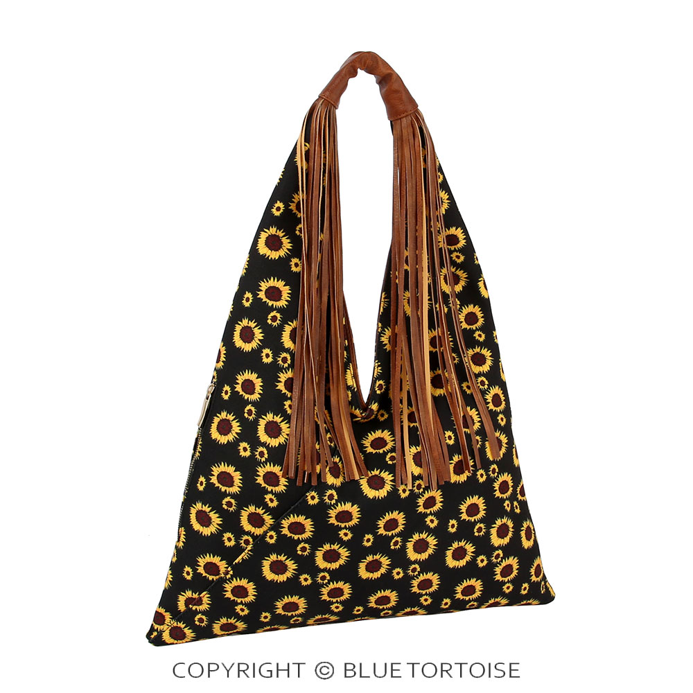 Sunflower Printed Hobo Bag
