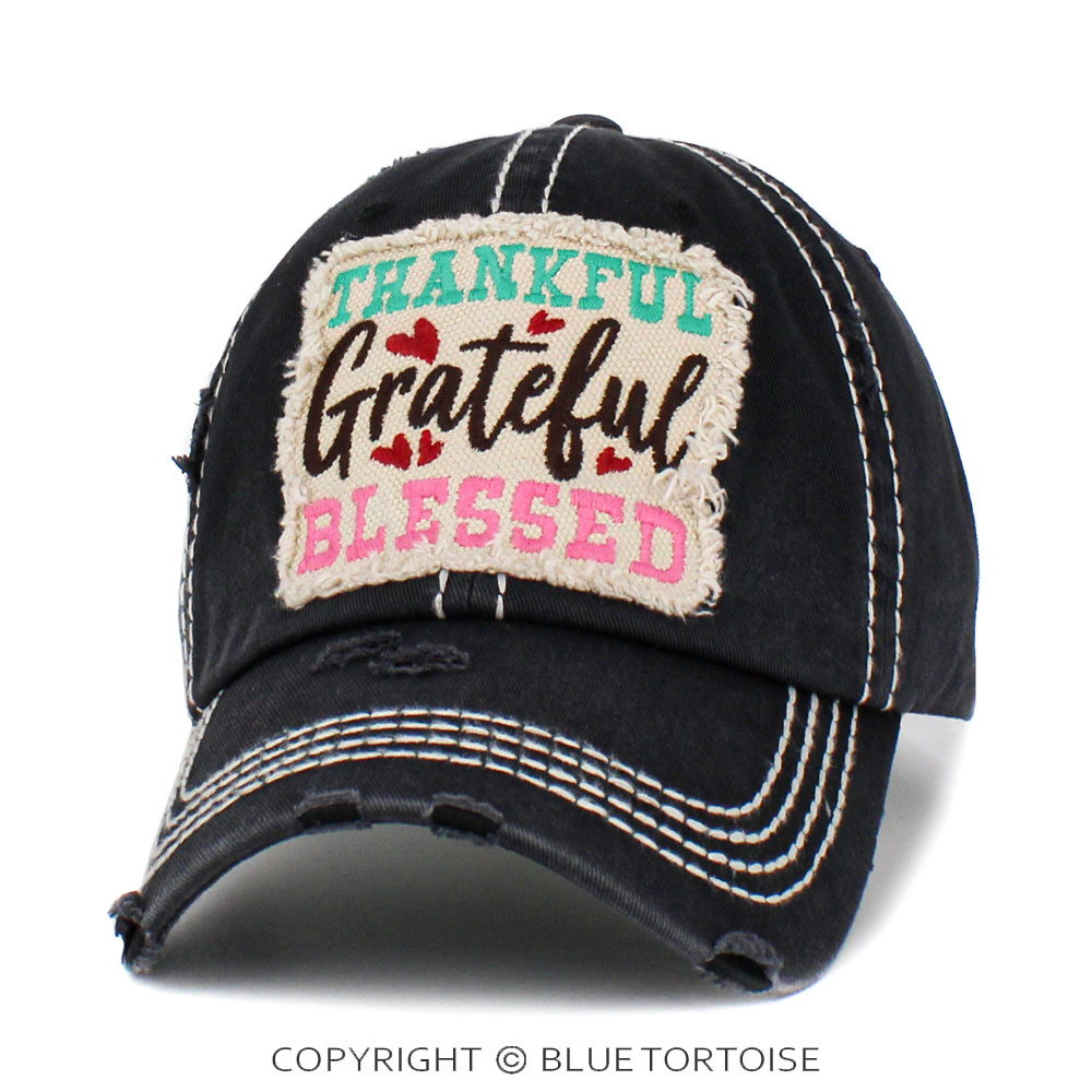 "Thankful Grateful Blessed" Washed Vintage Ballcap - Image 2