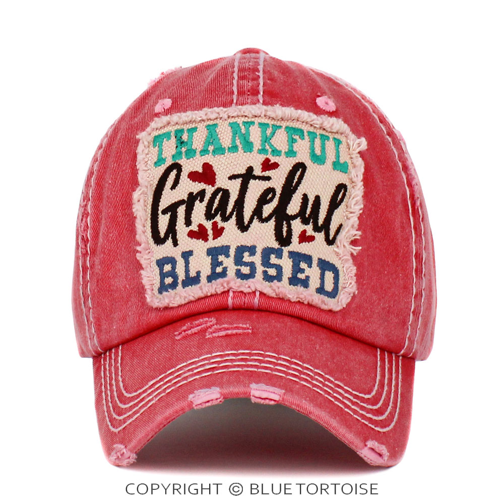 "Thankful Grateful Blessed" Washed Vintage Ballcap