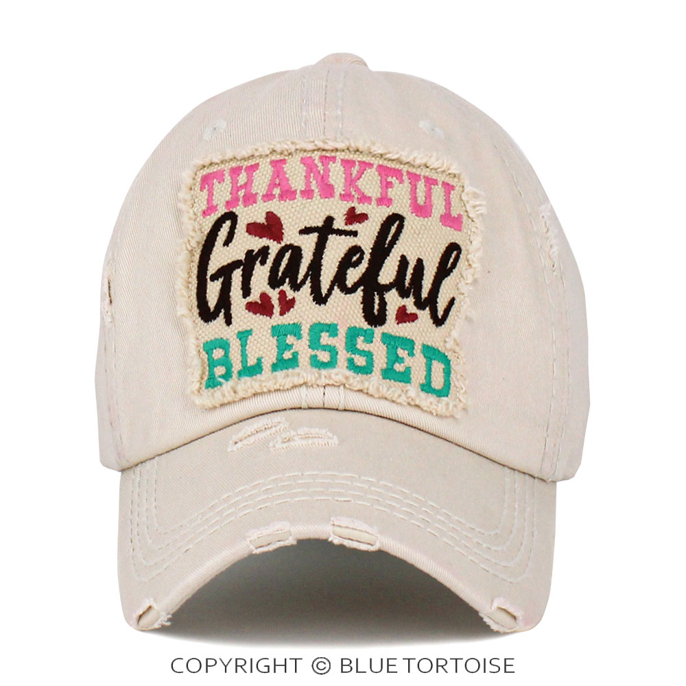 "Thankful Grateful Blessed" Washed Vintage Ballcap