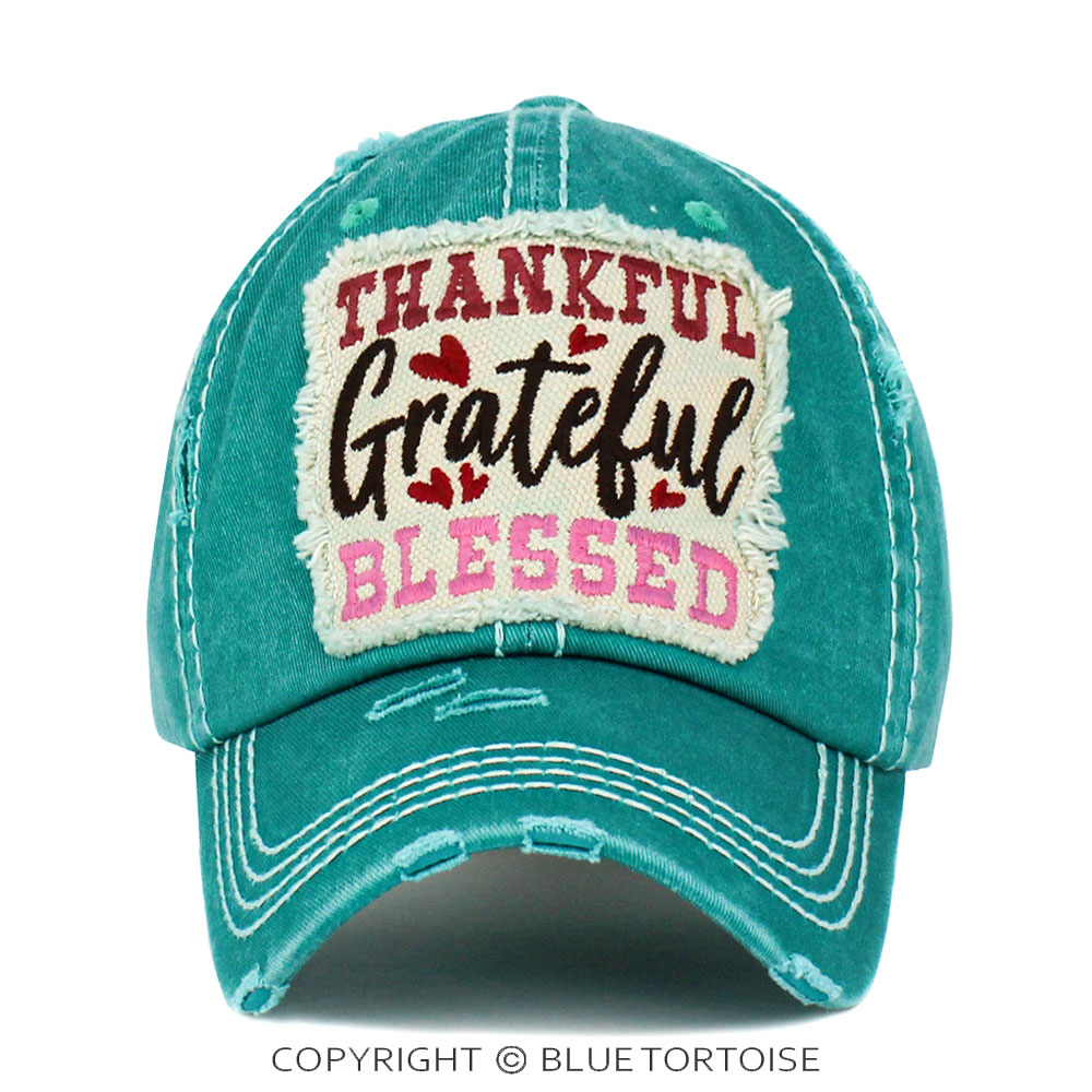 "Thankful Grateful Blessed" Washed Vintage Ballcap