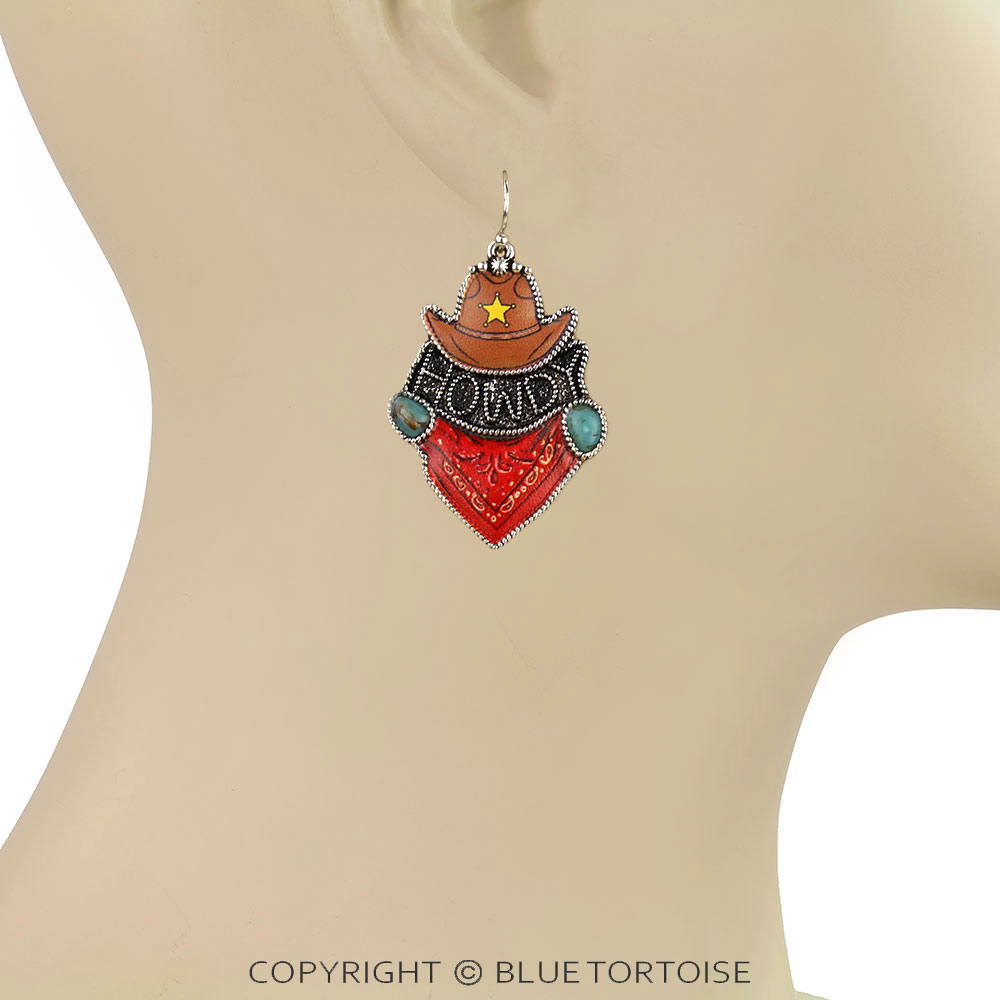 Western Howdy Print Dangle Earrings - Image 2