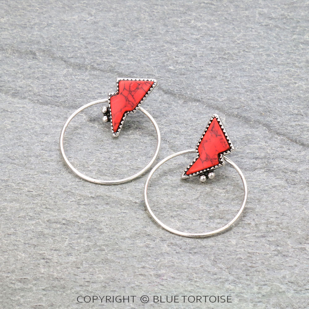 Thunder Stone Hoop Stud Earrings