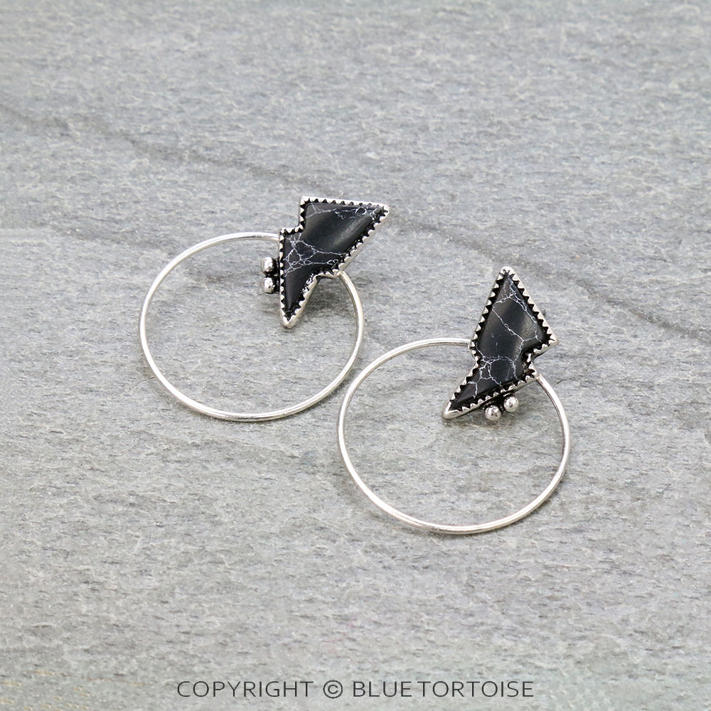 Thunder Stone Hoop Stud Earrings