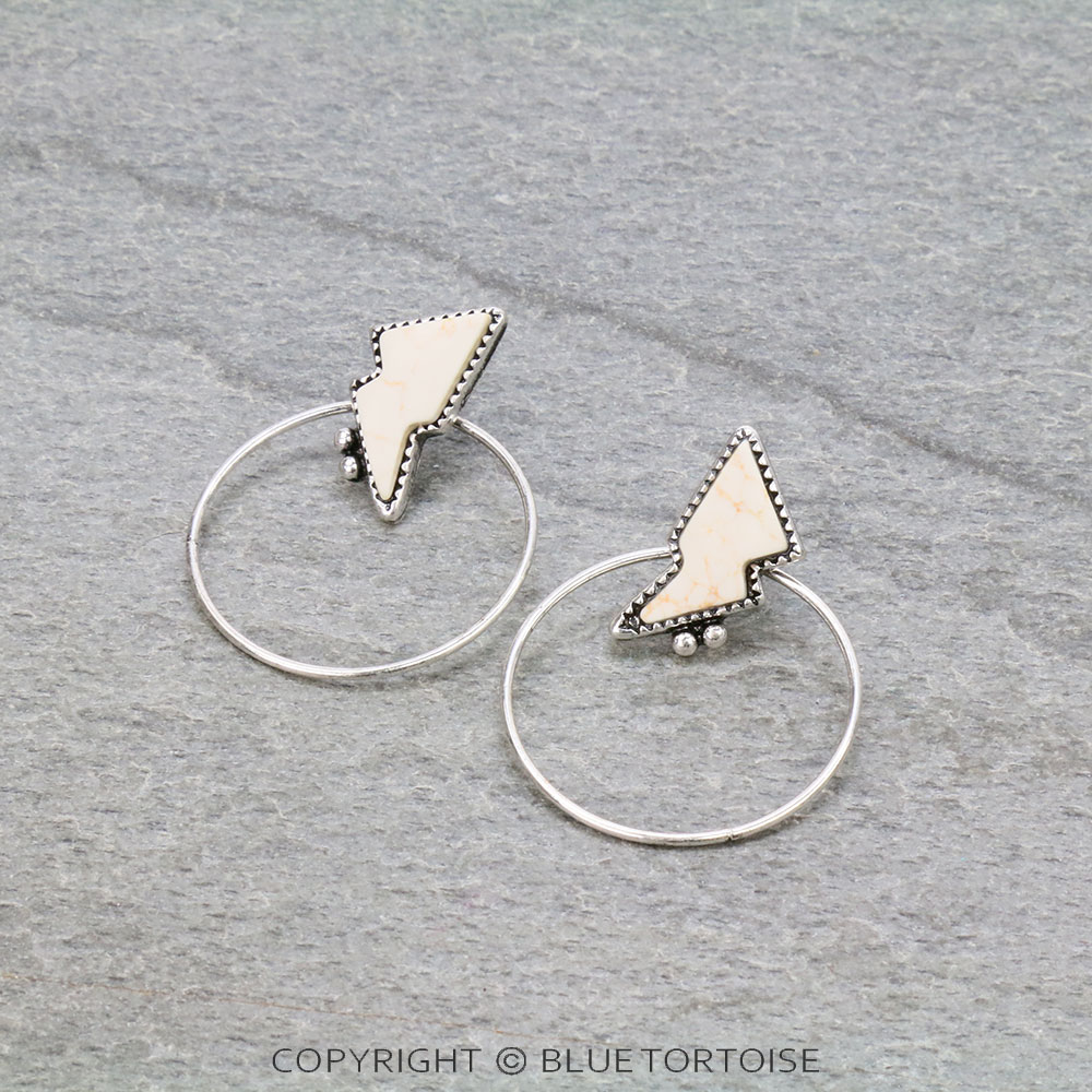 Thunder Stone Hoop Stud Earrings