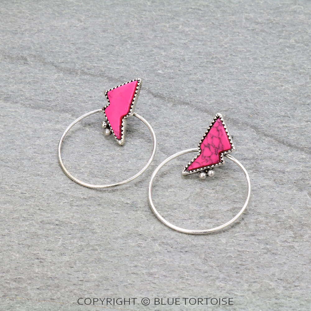 Thunder Stone Hoop Stud Earrings