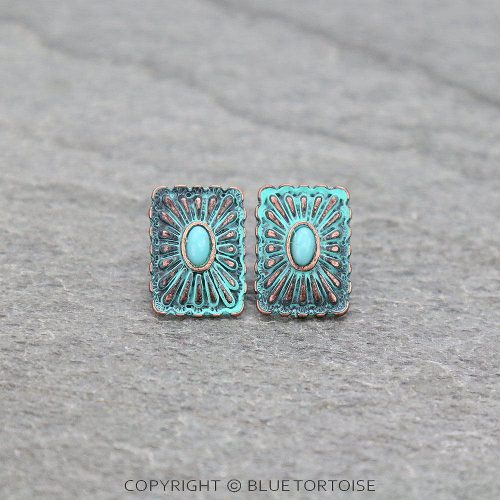 Western Concho Stud Earrings