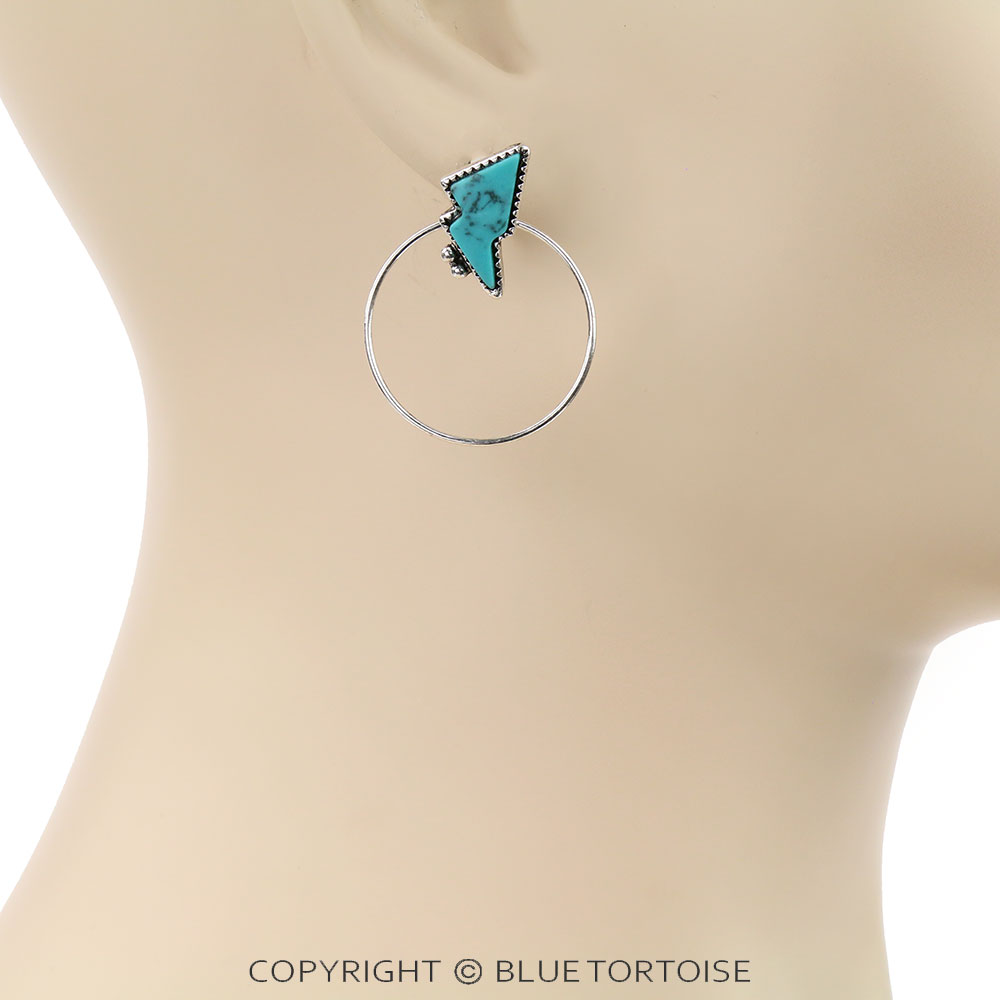 Thunder Stone Hoop Stud Earrings - Image 2