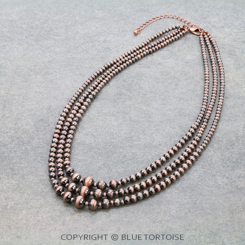 3 Row Navajo Style Pearl Necklace
