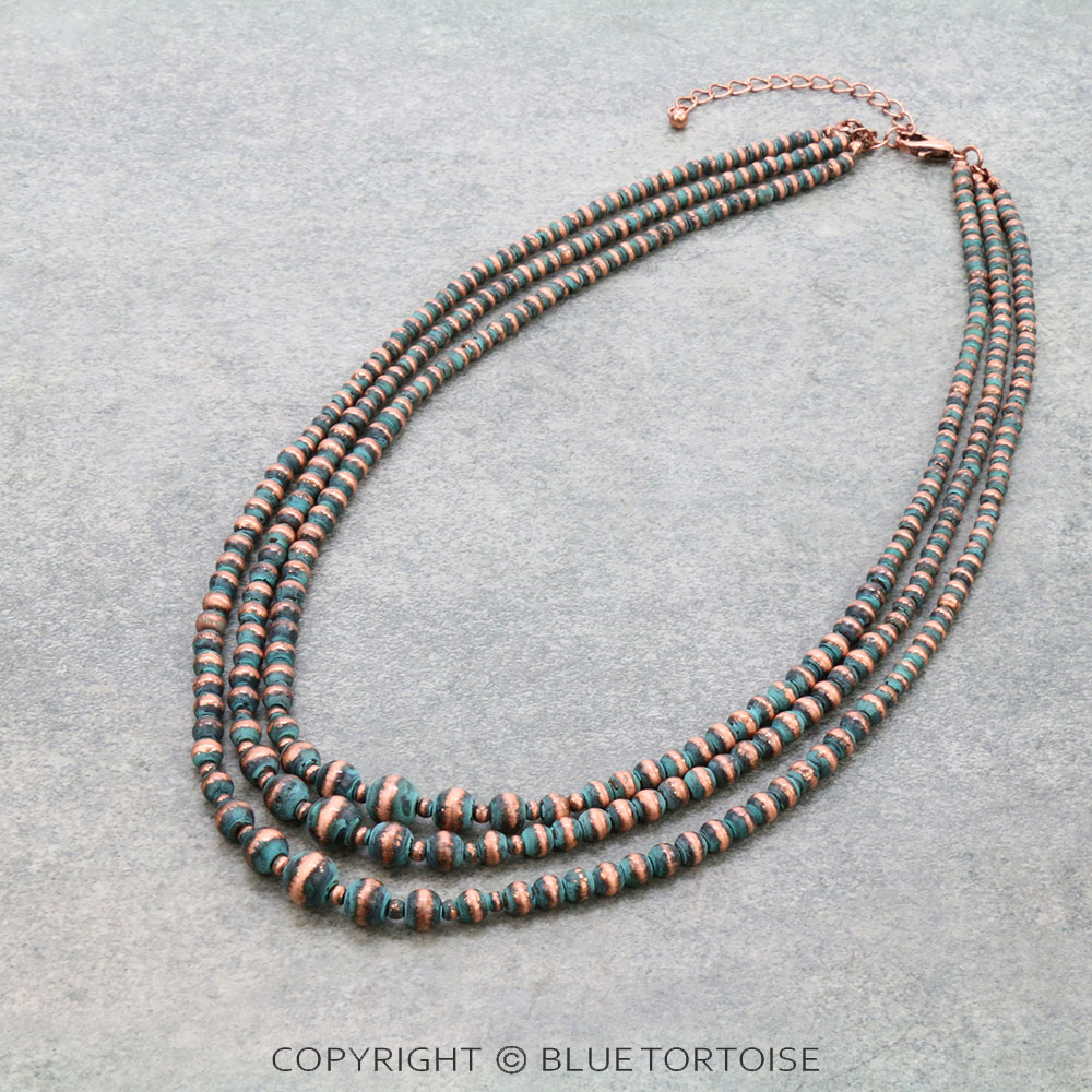 3 Row Navajo Style Pearl Necklace
