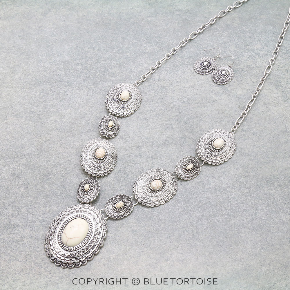 Western Concho Statement Necklace Set