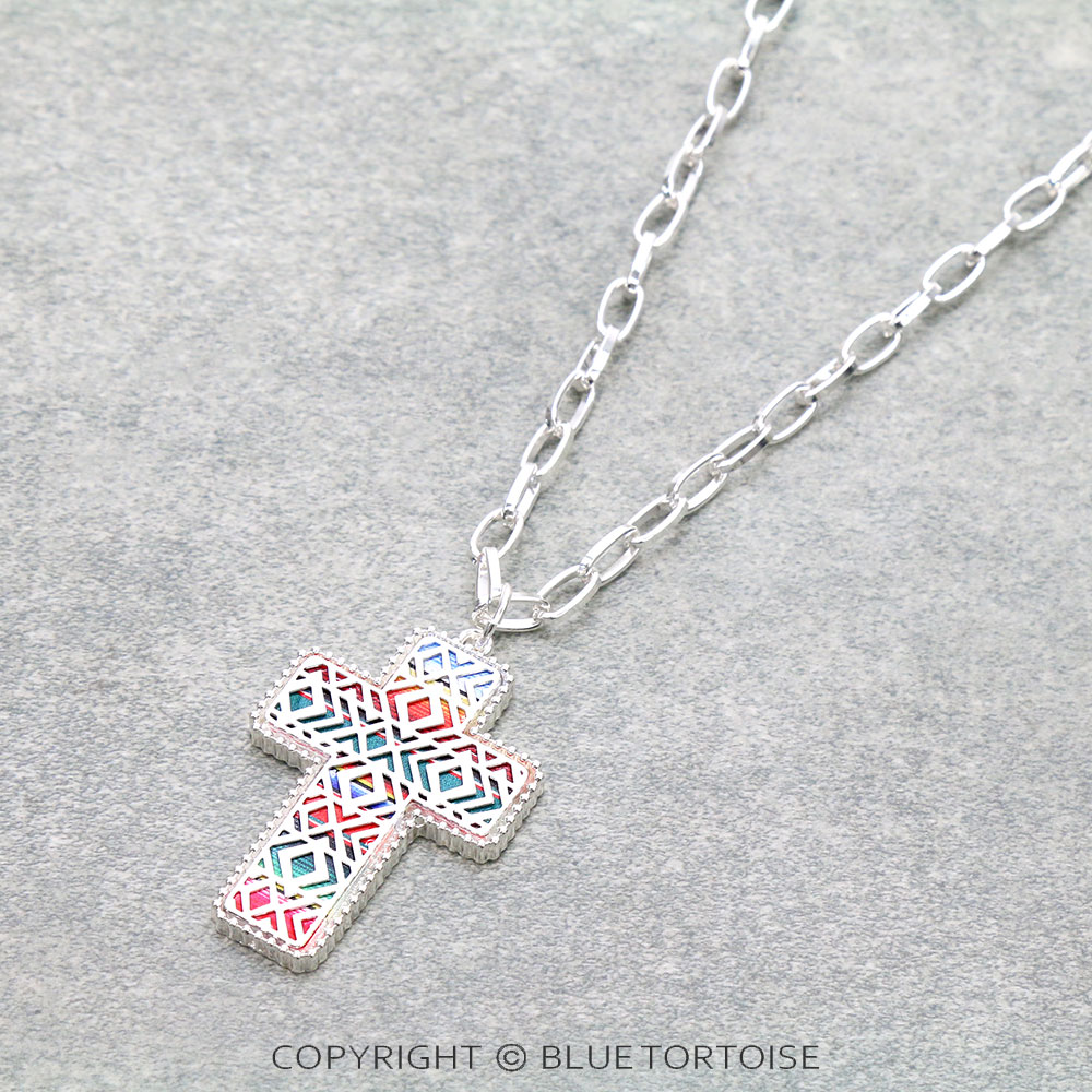 Western Cross Aztec Cutout Necklace - Image 3