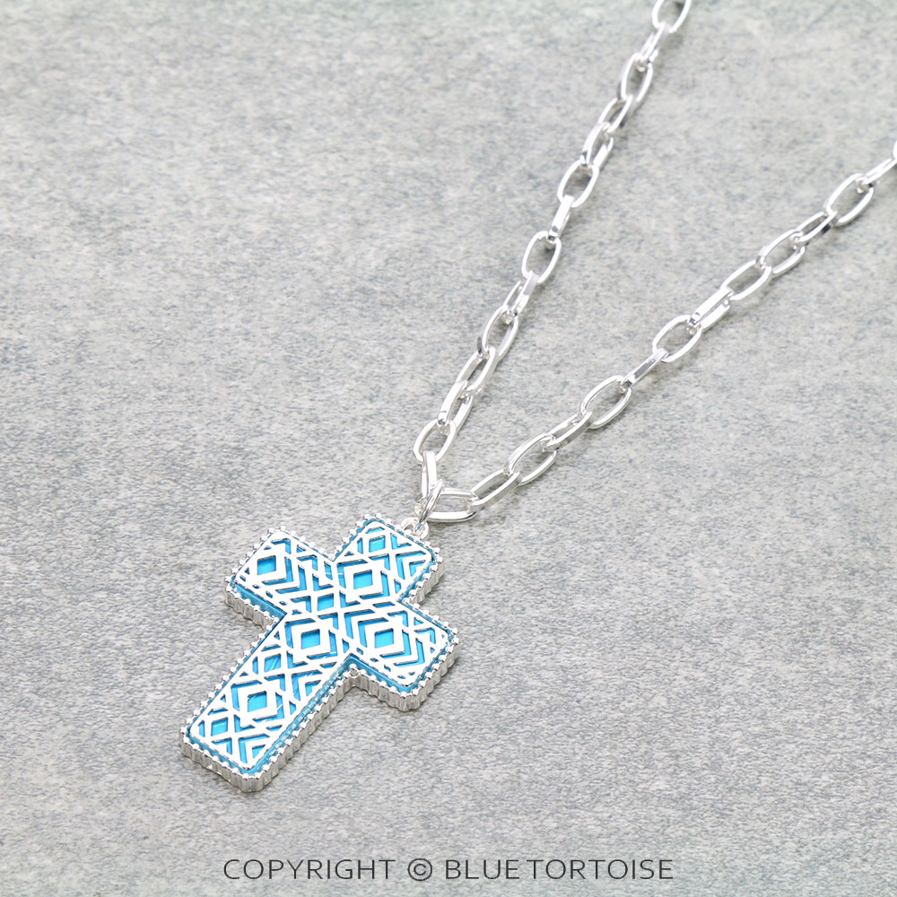 Western Cross Aztec Cutout Necklace - Image 3