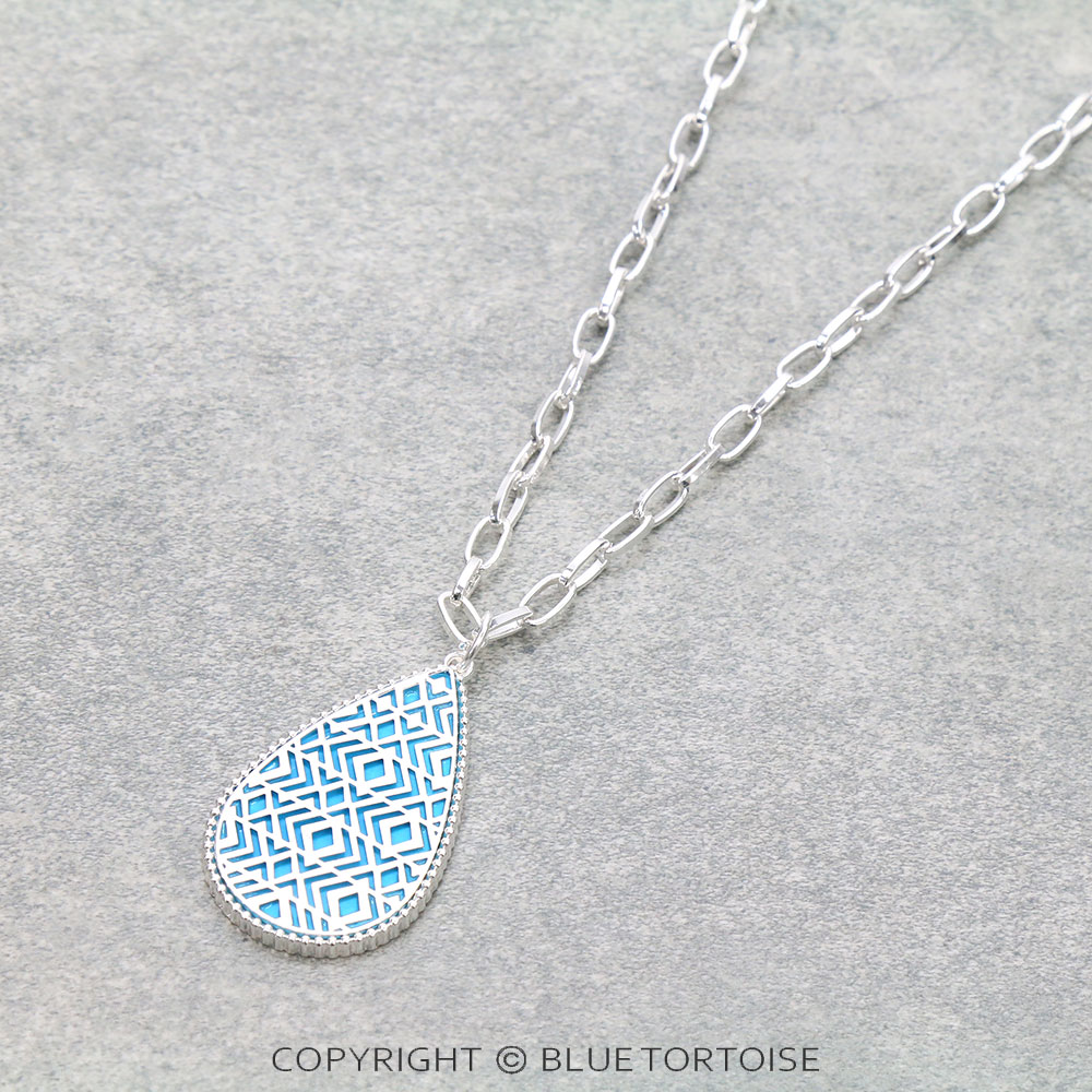 Western Teardrop Aztec Cutout Necklace - Image 3