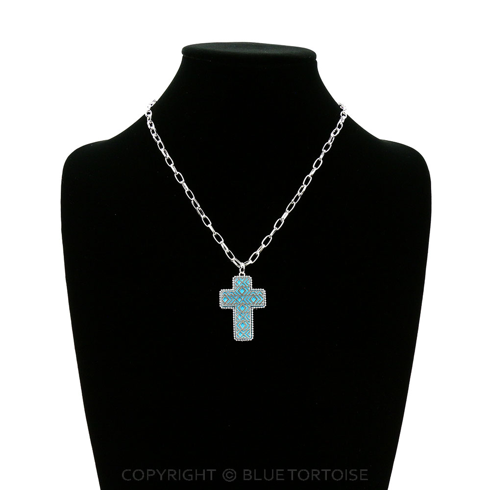Western Cross Aztec Cutout Necklace - Image 2