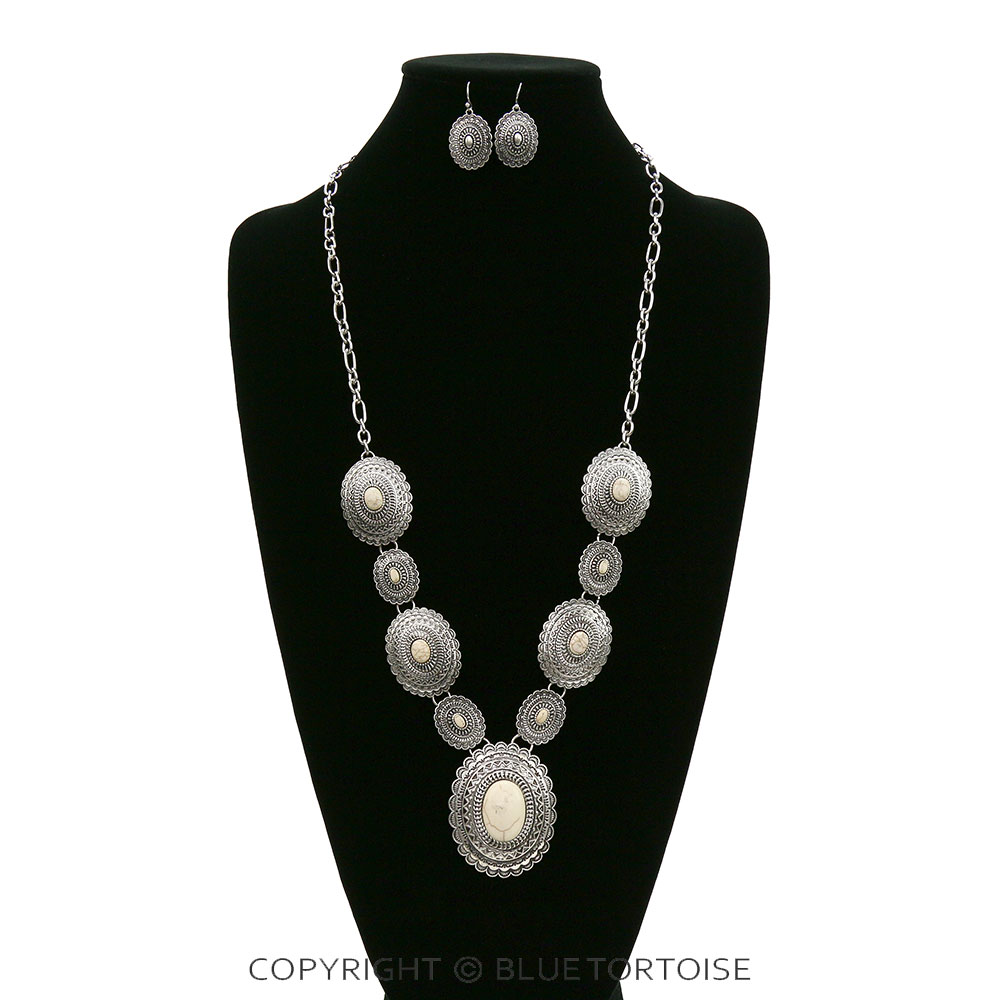 Western Concho Statement Necklace Set - Image 2