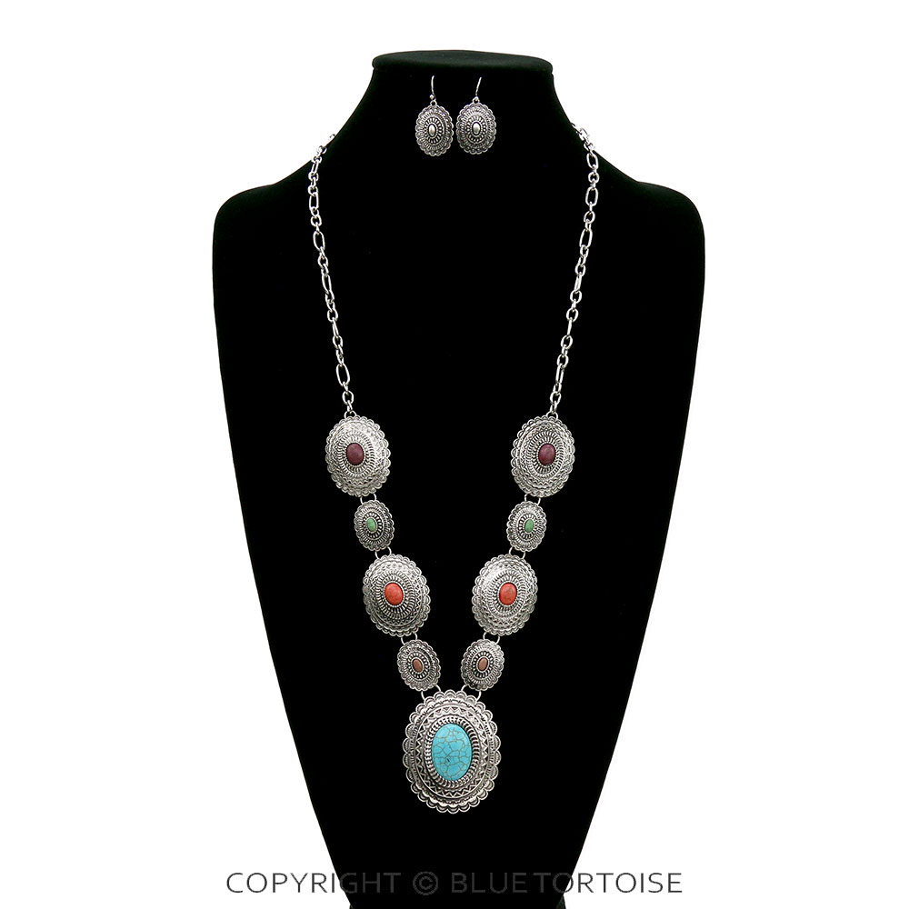 Western Concho Statement Necklace Set - Image 2