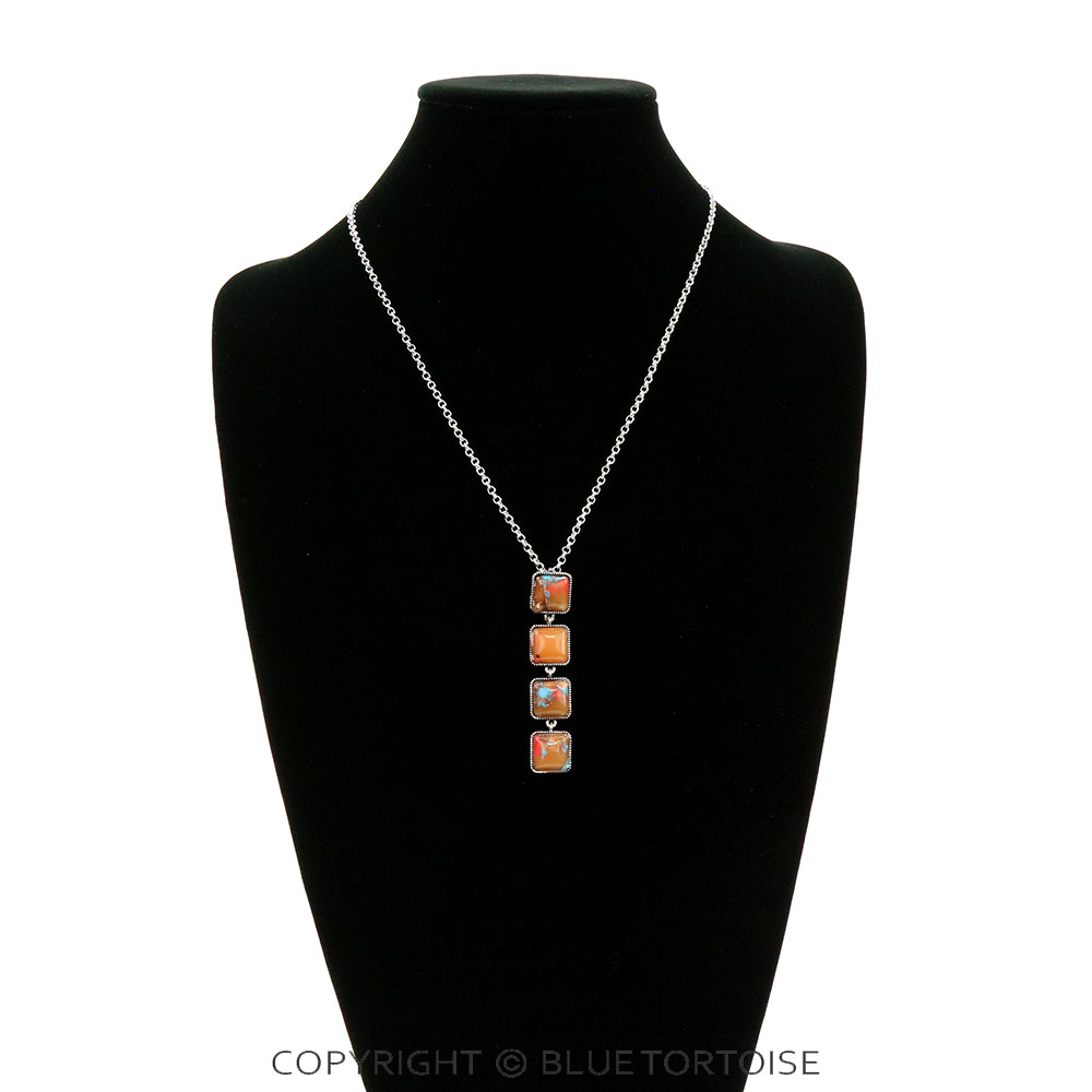 Square Stone Pendant Necklace - Image 2