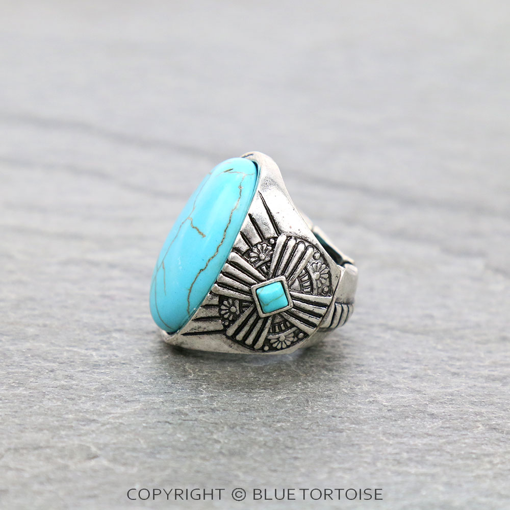 Western Stone with Cross Stretch Ring - Image 2