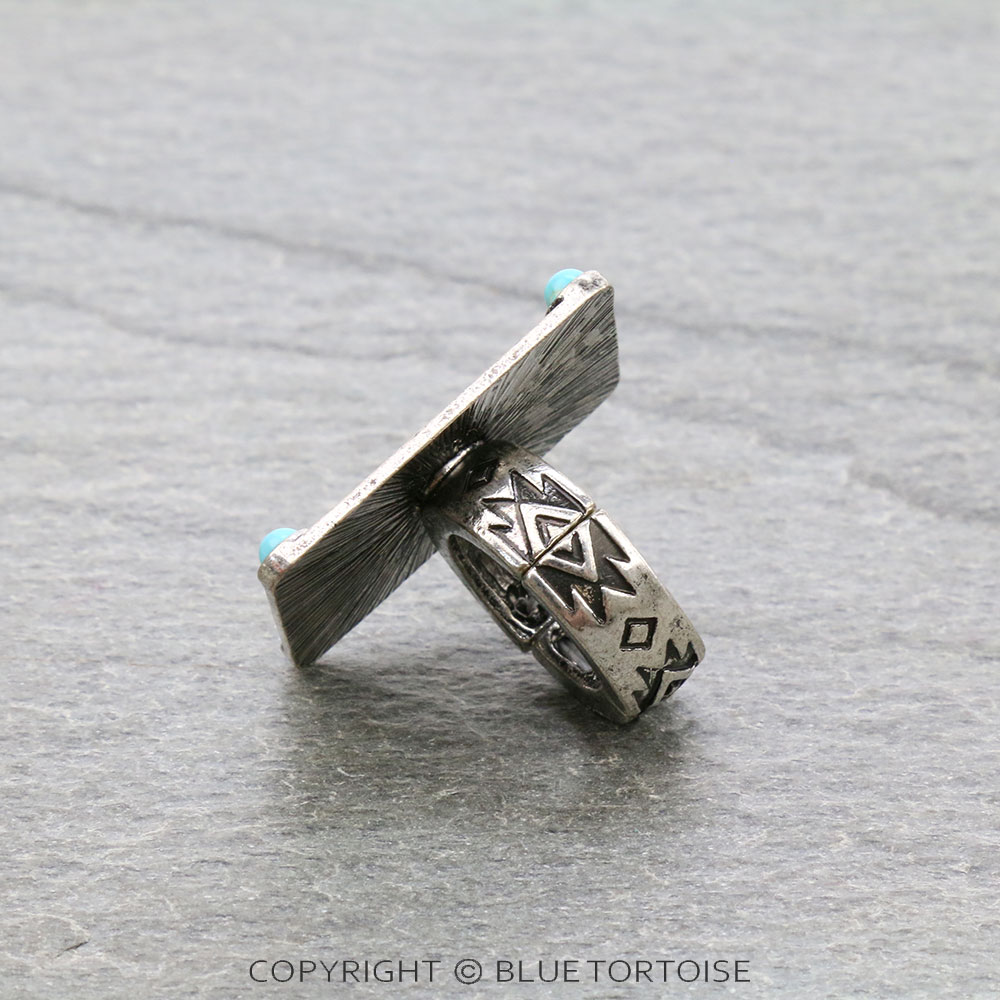 Western Texture Indian Chief Head Stretch Ring - Image 2