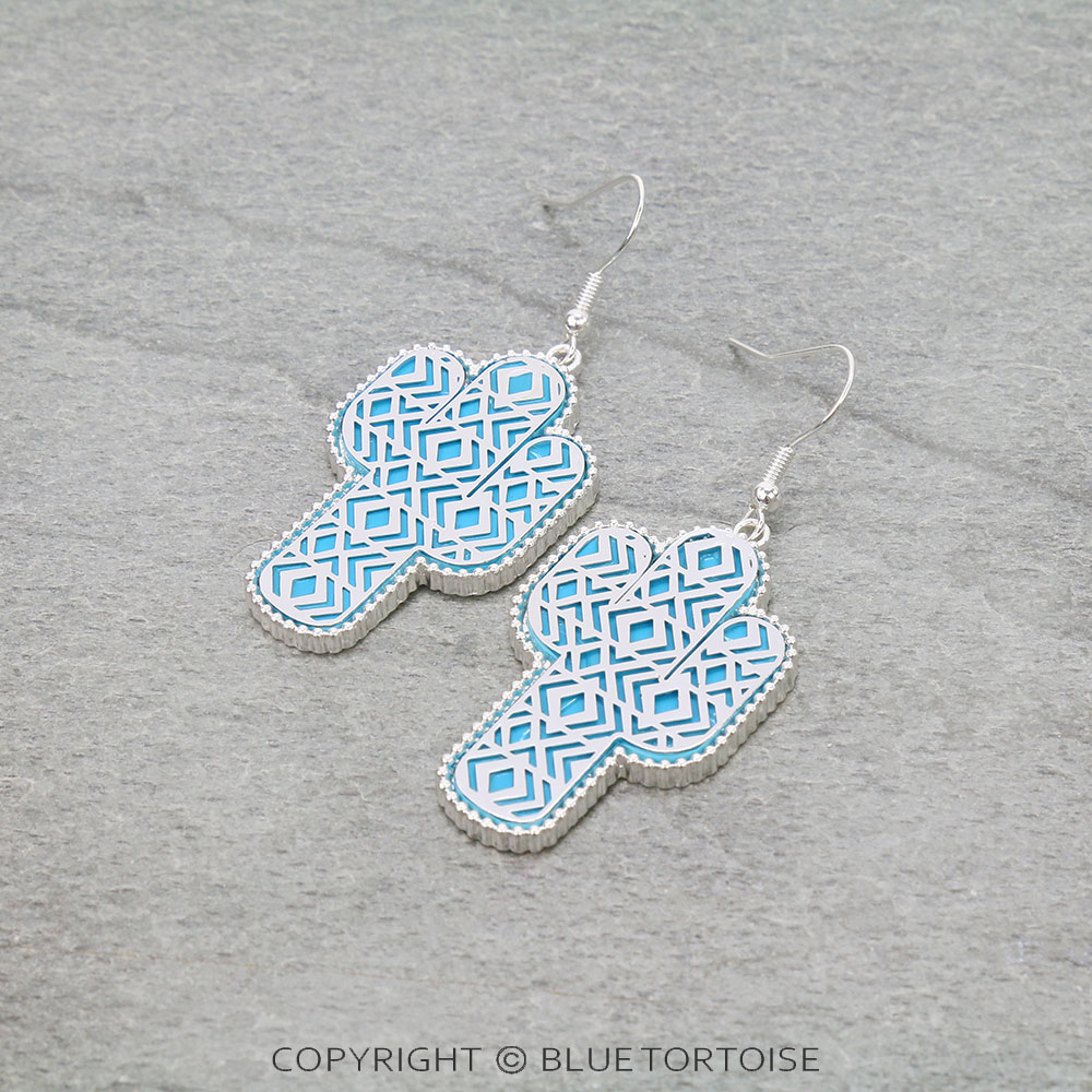 Cactus Aztec Cutout Dangle Earrings