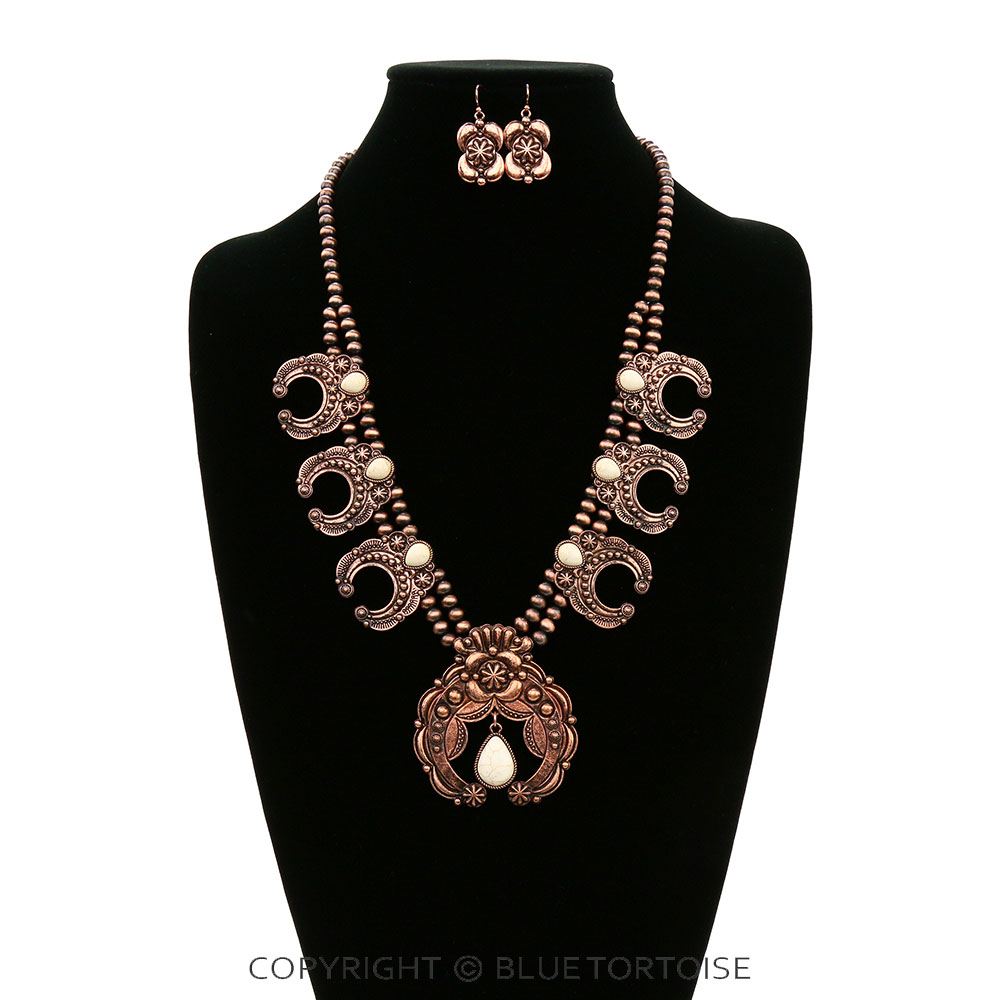 Western Chunky Squash Blossom Necklace Set - Image 2